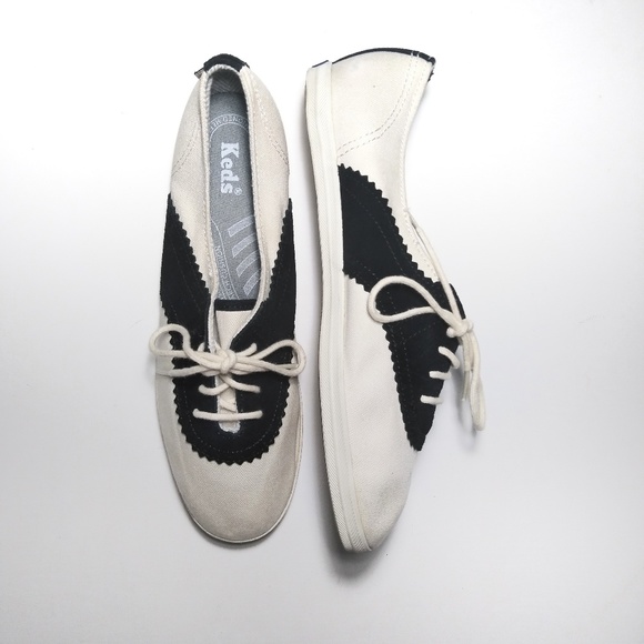 keds black and white saddle shoes